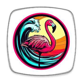 Flamingo - Viereckiger Kühlschrankmagnet - Weiß - Vorne