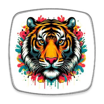 Tiger - Square fridge magnet - white - Front