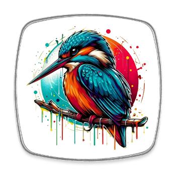 Martin-pêcheur - Magnet carré - blanc - Devant