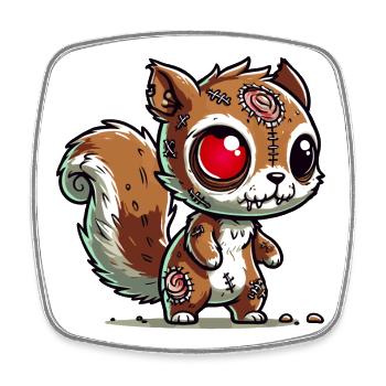 creepy zombie squirrel for halloween fun - Square fridge magnet - white - Front