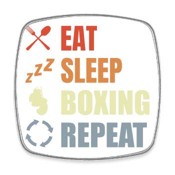 Manger dormir Boxe Répéter - Magnet carré - blanc - Devant