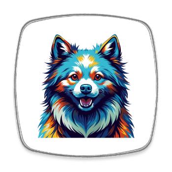 Esquimau américain Chien Race Coloré Dessin animé Kawaii - Magnet carré - blanc - Devant
