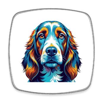 Basset Fauve De Bretagne Dog Breed Cartoon Kawaii - Square fridge magnet - white - Front