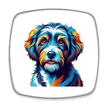 Barbet Dog Breed Colorful Cartoon Kawaii - Square fridge magnet - white - Front