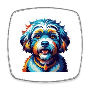 Bichon frisé Race de chien Dessin animé coloré Kawaii - Magnet carré - blanc - Devant