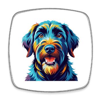 Black Russian Terrier Dog Breed Cartoon Kawaii - Square fridge magnet - white - Front