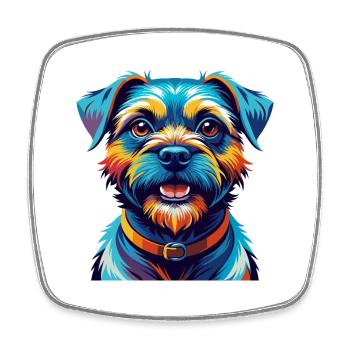 Border Terrier Hunderasse Bunte Karikatur Kawaii - Viereckiger Kühlschrankmagnet - Weiß - Vorne