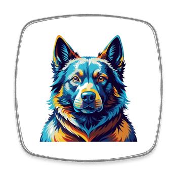 Schwarzer Norwegischer Elchhund Hunderasse Karikatur Kawaii - Viereckiger Kühlschrankmagnet - Weiß - Vorne