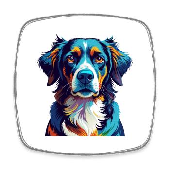 Braque Auvergne Dog Breed Colorful Cartoon Kawaii - Square fridge magnet - white - Front