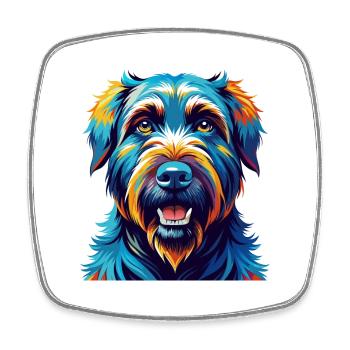 Bouvier des Flandres Race de chien Dessin animé Kawaii - Magnet carré - blanc - Devant