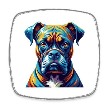 Bull Boxer Hund Rasse Bunt Karikatur Kawaii - Viereckiger Kühlschrankmagnet - Weiß - Vorne