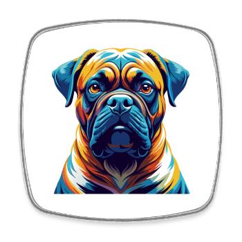 Bullmastiff Chien Race Coloré Dessin animé Kawaii - Magnet carré - blanc - Devant