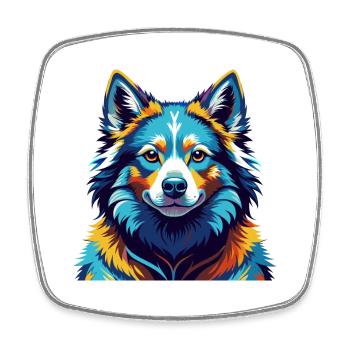 Chien Esquimau Canadien Race Coloré Dessin Animé Kawaii - Magnet carré - blanc - Devant