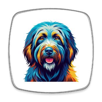 Bergamasco Schäferhund Hunderasse Karikatur Kawaii - Viereckiger Kühlschrankmagnet - Weiß - Vorne