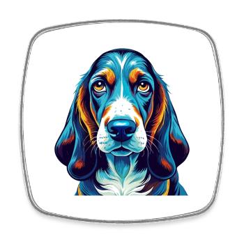 Blaue Gascogne Basset Hunderasse Karikatur Kawaii - Viereckiger Kühlschrankmagnet - Weiß - Vorne