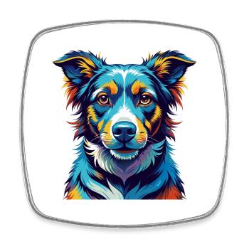 Billy Dog Race Coloré Aquarelle Dessin animé Kawaii - Magnet carré - blanc - Devant