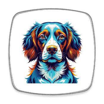 Bretagne, race de chien, dessin animé coloré, Kawaii - Magnet carré - blanc - Devant