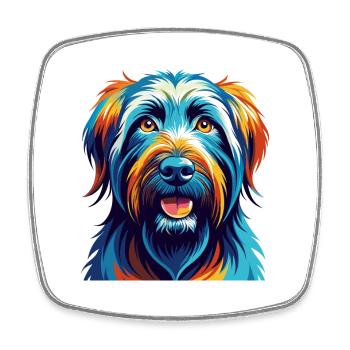 Briard Dog Breed Colorful Cartoon Kawaii - Square fridge magnet - white - Front