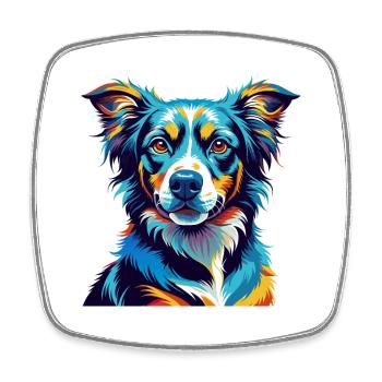 Cao Da Serra De Aires Dog Breed Cartoon Kawaii - Square fridge magnet - white - Front