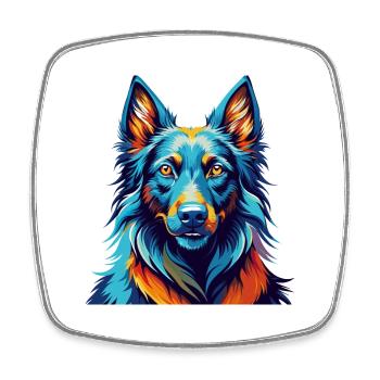 Belge Groenendael Race Chien Dessin Animé Kawaii - Magnet carré - blanc - Devant