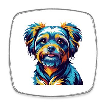 Bichon Yorkie Dog Breed Colorful Cartoon Kawaii - Square fridge magnet - white - Front