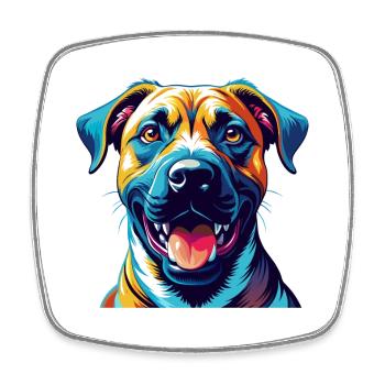 Black Mouth Cur Dog Breed Colorful Cartoon Kawaii - Square fridge magnet - white - Front