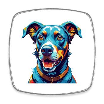 Chien en dentelle bleue race Dessin animé coloré Kawaii - Magnet carré - blanc - Devant