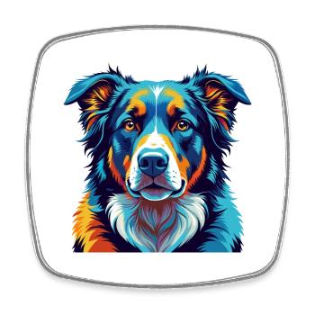 Central Asian Shepherd Dog Breed Cartoon Kawaii - Square fridge magnet - white - Front