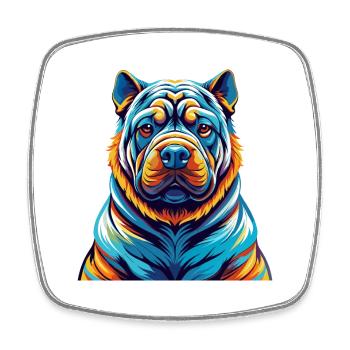 Chinesische Shar Pei Hunderasse Bunte Karikatur Kawaii - Viereckiger Kühlschrankmagnet - Weiß - Vorne