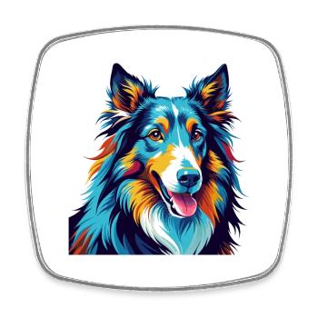 Collie Chien Race Coloré Dessin Animé Kawaii - Magnet carré - blanc - Devant