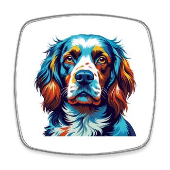 Clumber Spaniel Hunderasse Bunte Karikatur Kawaii - Viereckiger Kühlschrankmagnet - Weiß - Vorne