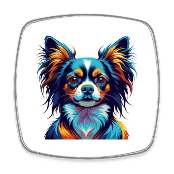 Continental Spielzeug Spaniel Hunderasse Cartoon Kawaii - Viereckiger Kühlschrankmagnet - Weiß - Vorne