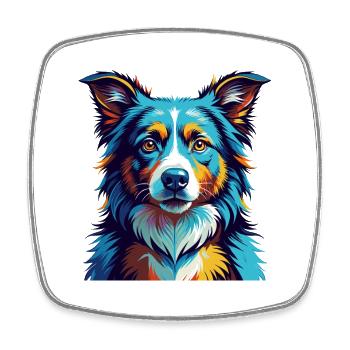 Cumberland Sheepdog Breed Colorful Cartoon Kawaii - Square fridge magnet - white - Front