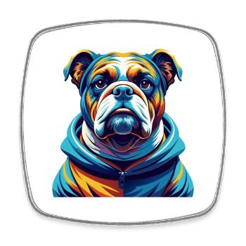 Bouledogue race coloré aquarelle dessin animé Kawaii - Magnet carré - blanc - Devant