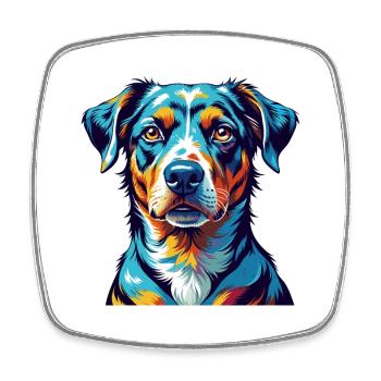 Catahoula Cur Chien Race Coloré Dessin Animé Kawaii - Magnet carré - blanc - Devant