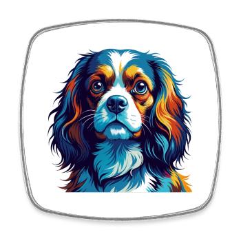 Cavalier King Charles Spaniel Chien Race Dessin animé - Magnet carré - blanc - Devant