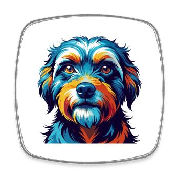 Dandie Dinmont Terrier Dog Breed Cartoon Kawaii - Square fridge magnet - white - Front