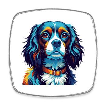 Cavalier Dog Breed Colorful Cartoon Kawaii - Square fridge magnet - white - Front
