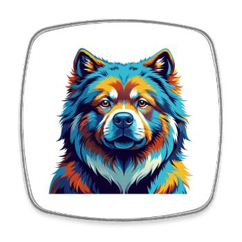 Chow Chow Hund Rasse Bunt Karikatur Kawaii - Viereckiger Kühlschrankmagnet - Weiß - Vorne