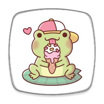 Cute Frog Licking On Ice Cream - Square fridge magnet - white - Front