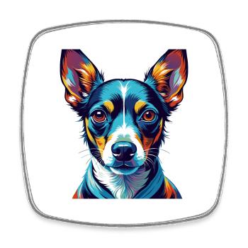 Decker Rat Terrier Chien Race Dessin Animé Kawaii - Magnet carré - blanc - Devant