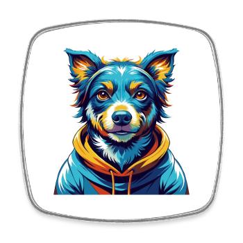 Dunker Hunderasse Bunt Karikatur Kawaii - Viereckiger Kühlschrankmagnet - Weiß - Vorne