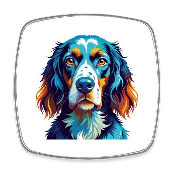 Setter anglais chien race coloré dessin animé Kawaii - Magnet carré - blanc - Devant