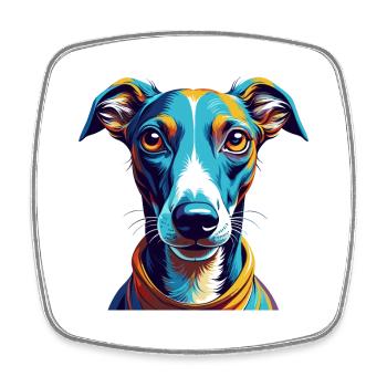 Englische Whippet Hunderasse Bunte Karikatur Kawaii - Viereckiger Kühlschrankmagnet - Weiß - Vorne