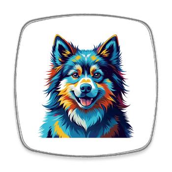 Finnish Lapphund Dog Breed Colorful Cartoon Kawaii - Square fridge magnet - white - Front