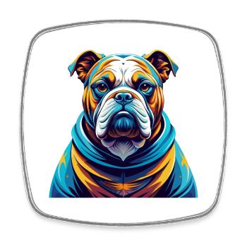Bouledogue anglais race coloré dessin animé Kawaii - Magnet carré - blanc - Devant