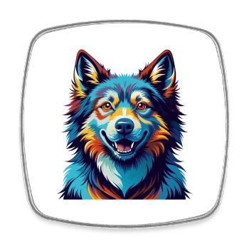 Finnische Spitz Hunderasse Bunte Karikatur Kawaii - Viereckiger Kühlschrankmagnet - Weiß - Vorne