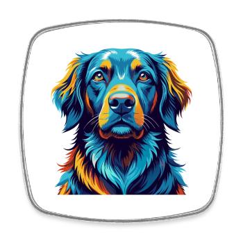 Retriever à poil plat race de chien dessin animé Kawaii - Magnet carré - blanc - Devant