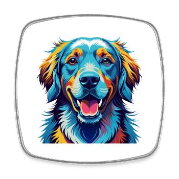 Golden Retriever Dog Breed Colorful Cartoon Kawaii - Square fridge magnet - white - Front