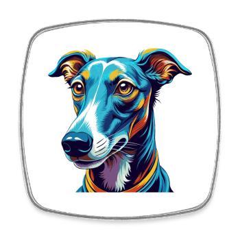 lévrier chien race dessin animé coloré kawaii - Magnet carré - blanc - Devant